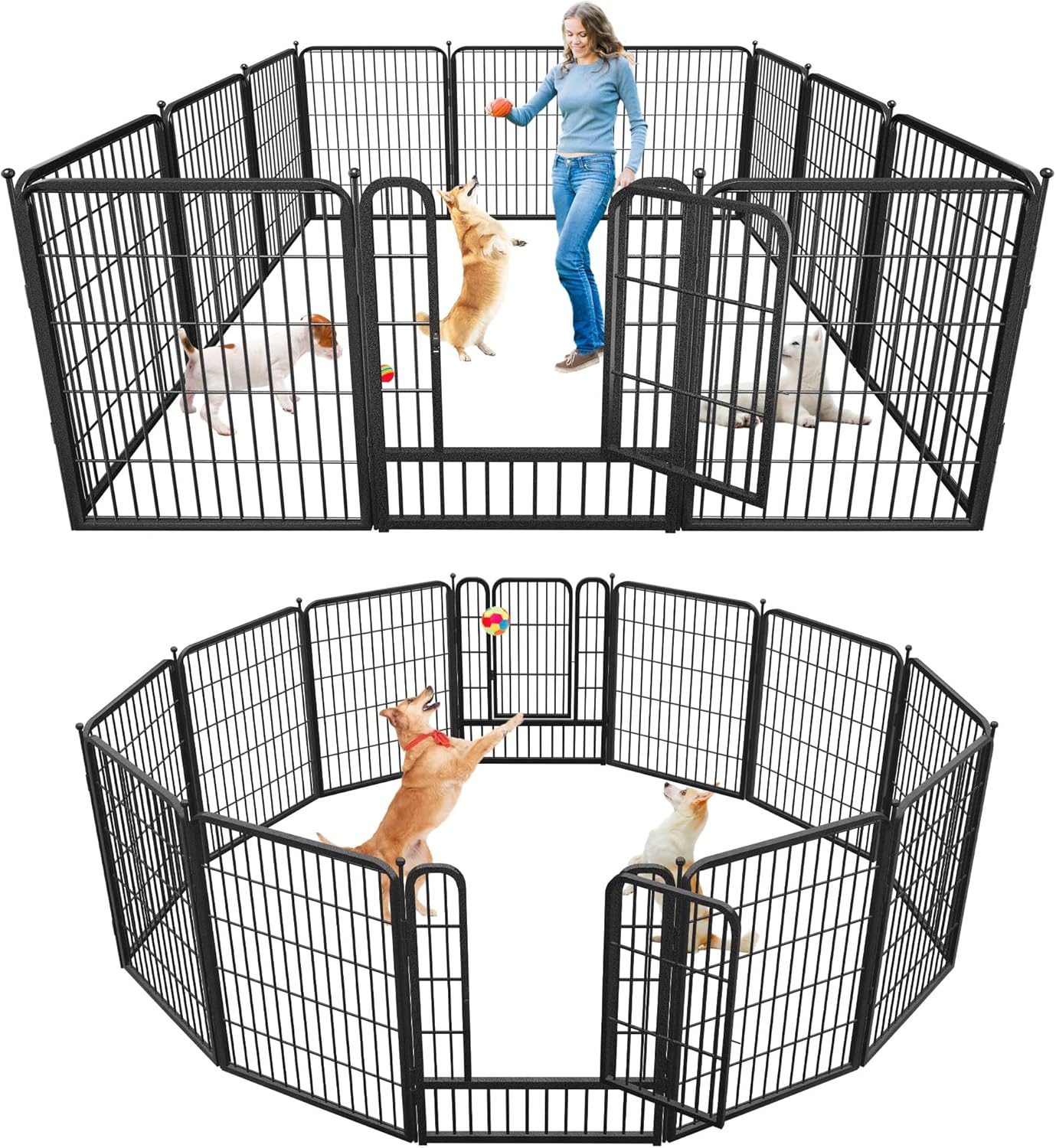Dog Playpen 32" Height 12 Panels Puppy Pen Indoor Portable Pet Fence Outdoor for Yard Indoor Dog Pen for Medium/Small Animals, Heavy Duty Pet Playpen for RV, Camping, Yard