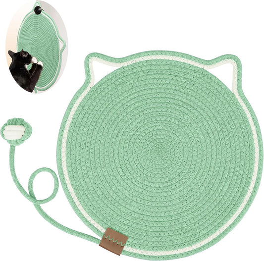 Cat Scratcher Mat, Natural Cotton Rope Cat Scratch Pad, 15.7'' Round Horizontal Floor Cat Scratching Pads for Indoor Cats, Cat Furniture Protector for Wall, Couch, Carpets, Sofas