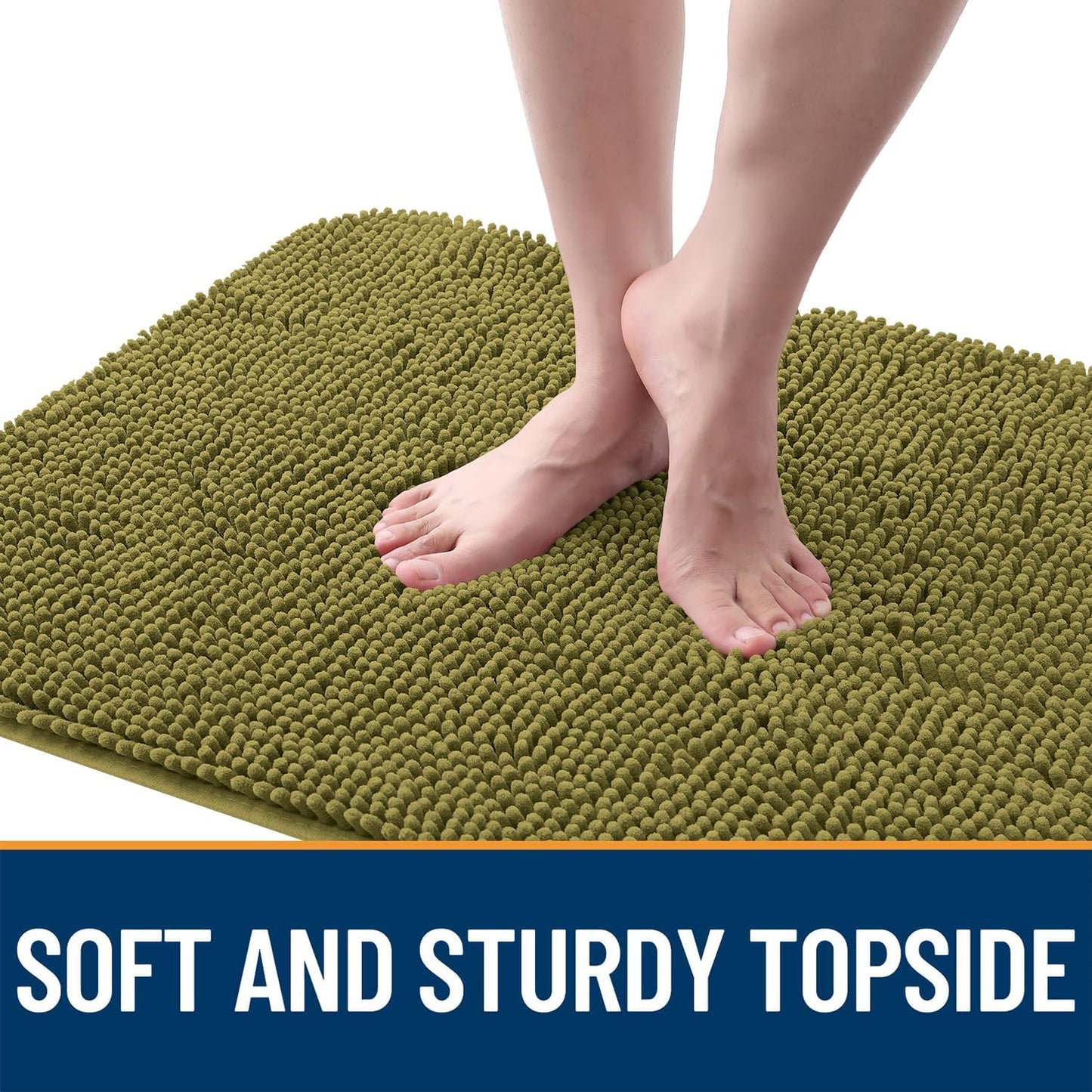 OLANLY Dog Door Mat for Muddy Paws 30x20, Absorbs Moisture and Dirt, Absorbent Non-Slip Washable Doormat, Quick Dry Chenille Mud Mat, Entry Indoor Entryway Carpet for Inside Floor, Willow Green