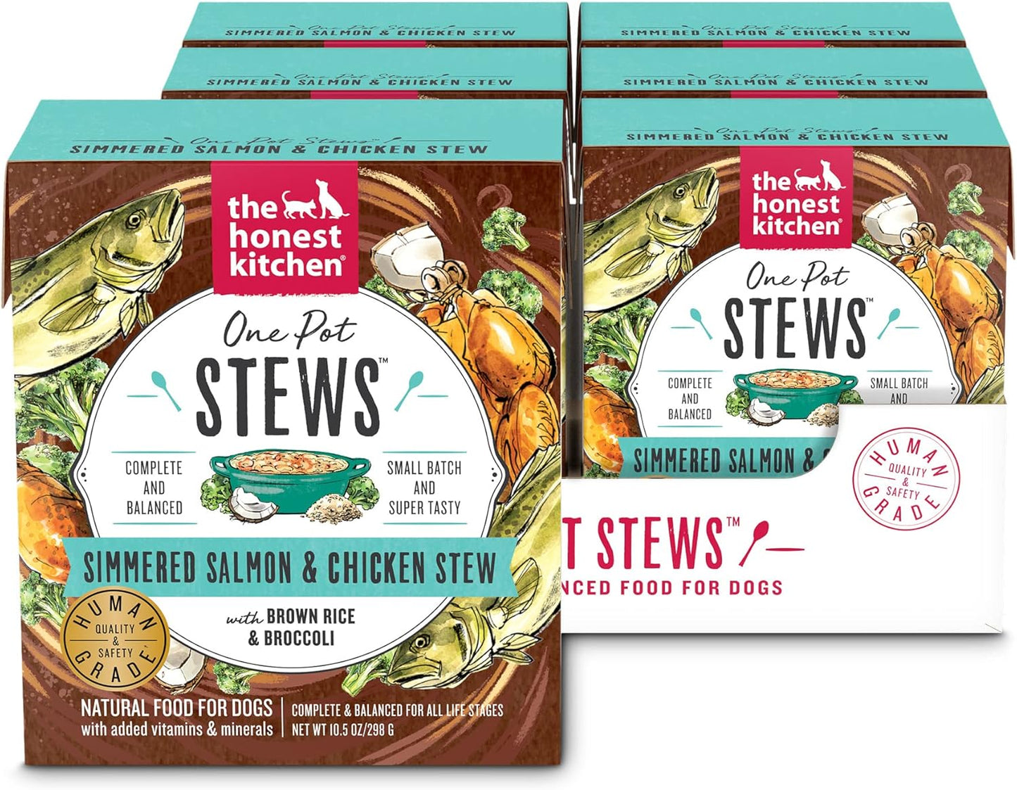 The Honest Kitchen One Pot Stews: Simmered Salmon & Chicken Stew with Brown Rice & Broccoli Wet Dog Food, 10.5 oz x6