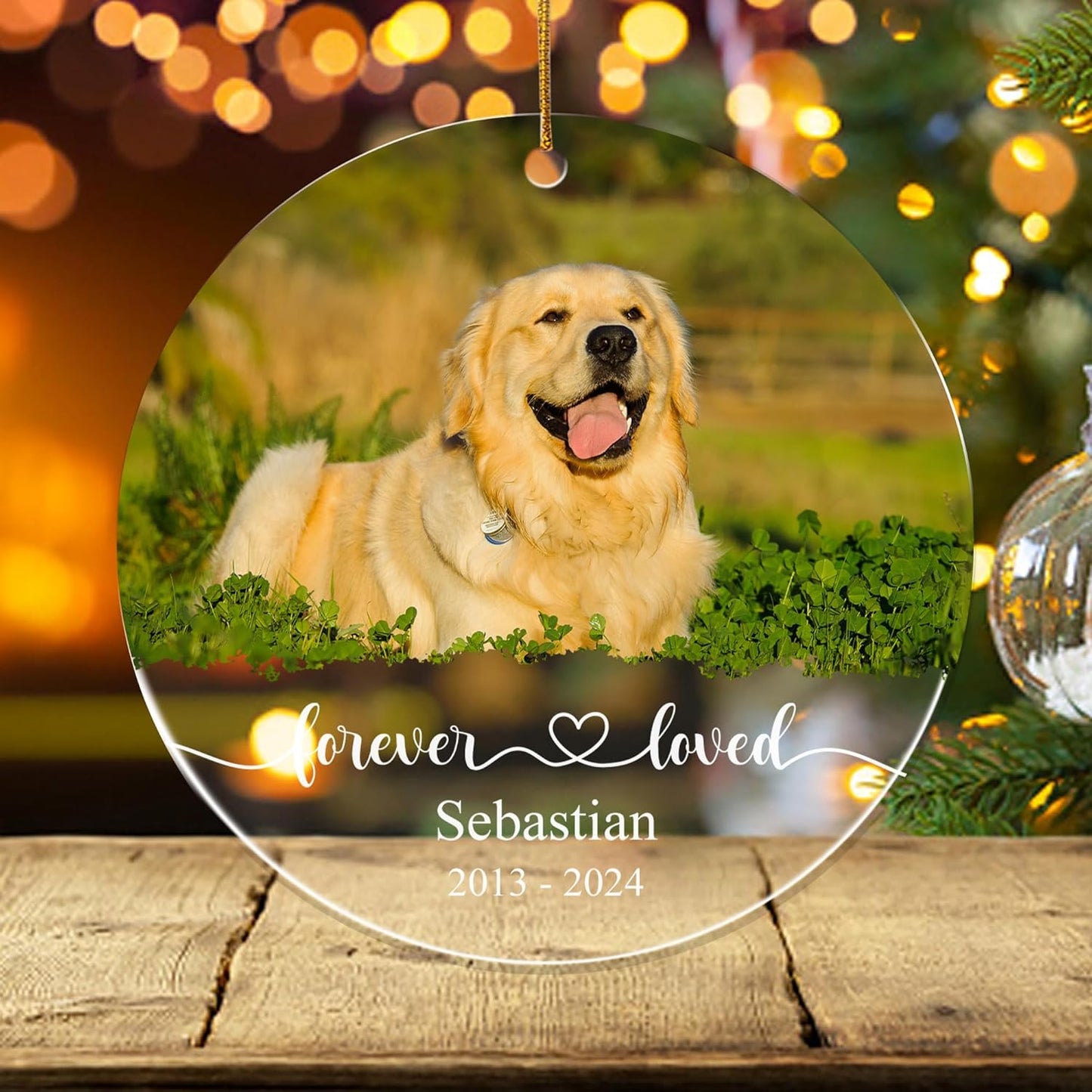FLOCHIL Personalized Dog Memorial Christmas Ornaments, Custom Dog Christmas Ornaments with Name Photo, Pet Memorial Ornament, Gift for Pet Lovers