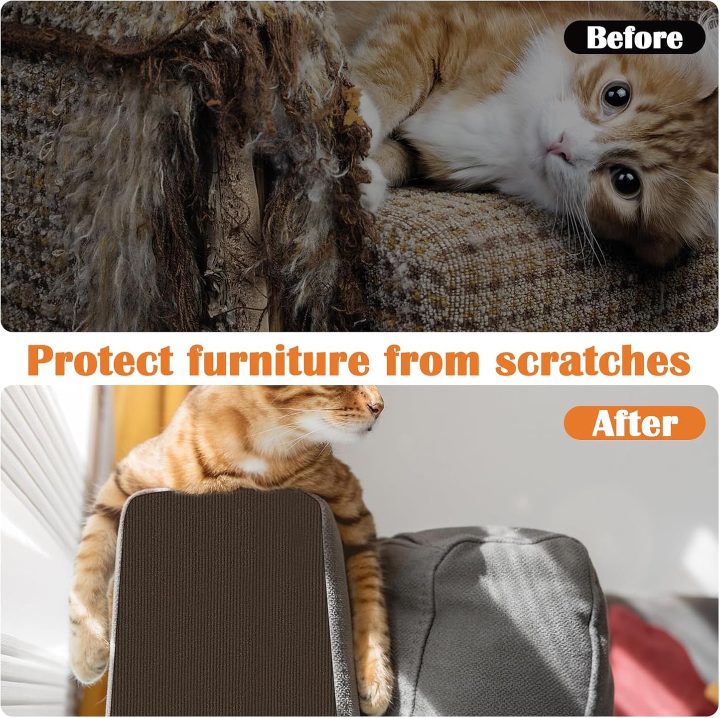 Cat Scratch Furniture Protector - 78.7" x 17" Trimmable Self-Adhesive Cats Claws Scratch Pads, DIY Cat Climbing Couch Protector for Scratch Post Cat Tree Replacement Indoor (Brown)