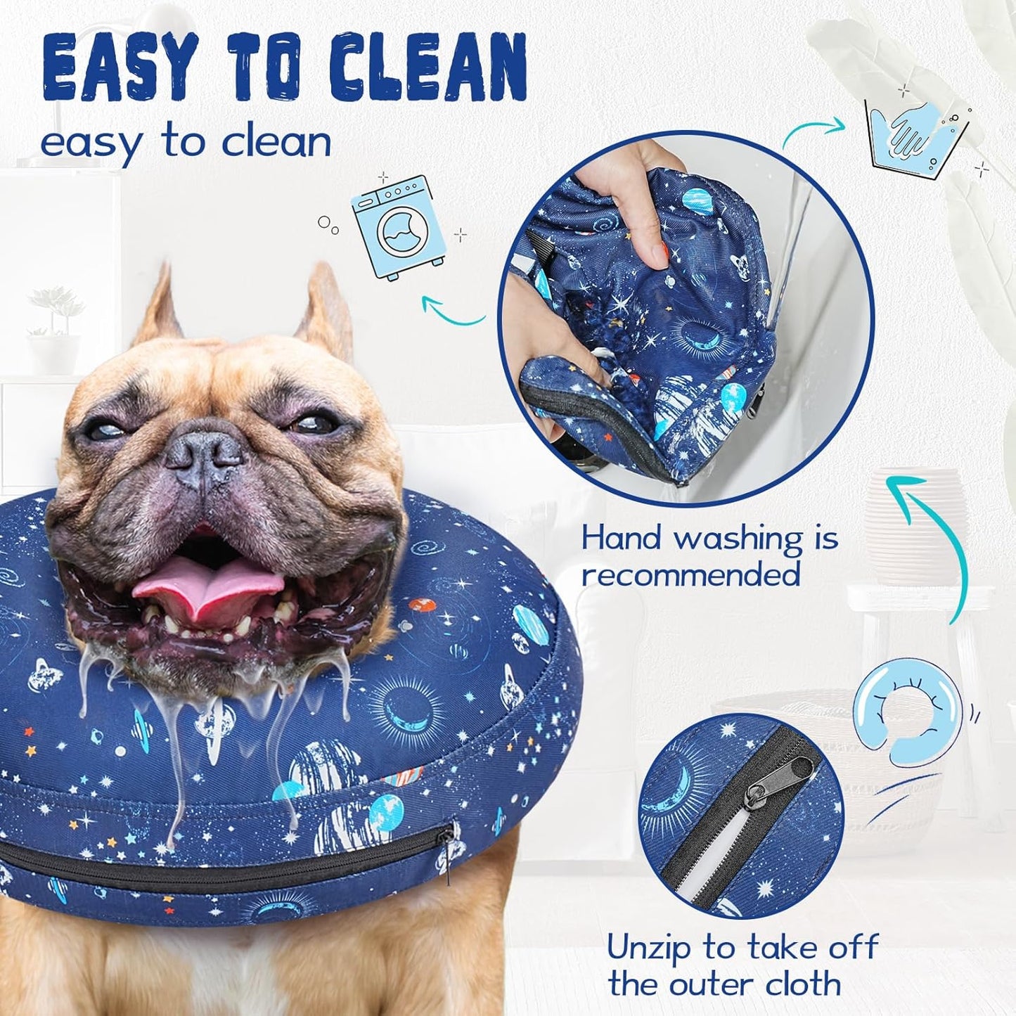 Inflatable Dog Cone Collar for After Surgery, Dog Donut Collar After Surgery, Soft Doggie Cone for Small Medium Large Dogs to Stop Licking