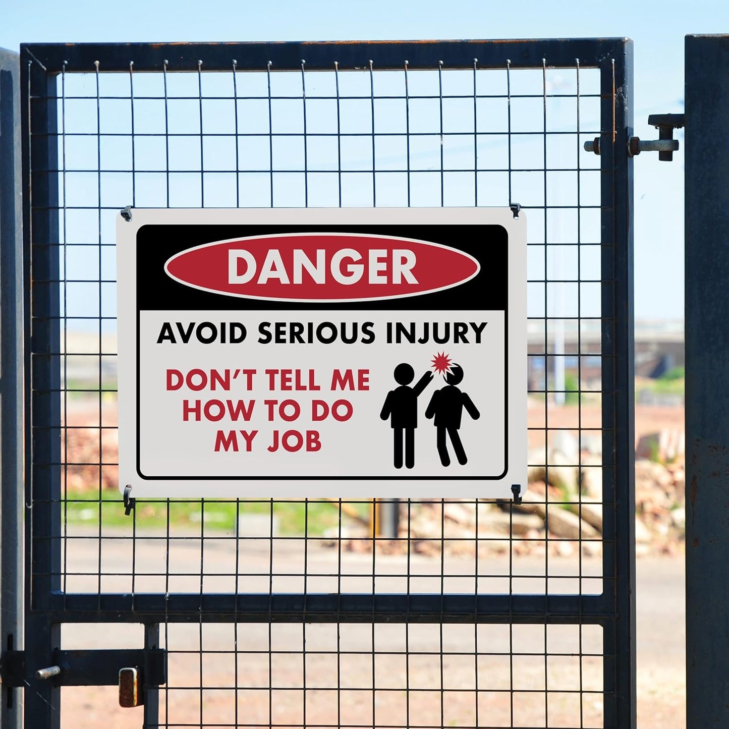 ENVISIONED Signage - Avoid Serious Injury Don't Tell Me How To Do My Job - Humorous Plastic Sign 8" x 12" - Funny Garage, Office Wall Decor, Mechanic Gift, Street Sign for Bedroom