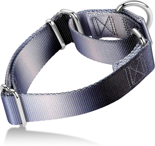 Martingale Dog Collar Colorful Gradient Fashionable - Anti-Escape Soft Durable Pets Collar for Walking Training Outdoor Daily Use -Small, Blue Black