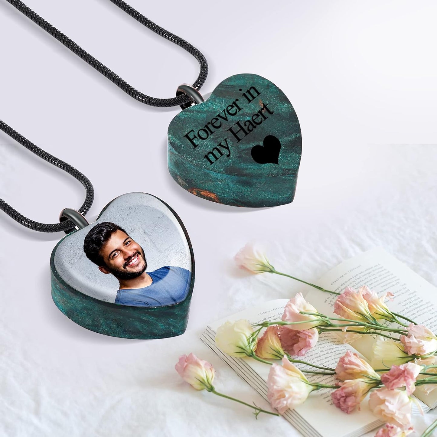 Farfume Personalized Pet Urn Necklace for Dog Cat Ashes Cremation Pet Memorial Customized Photo Text Engraving Pendant Keepsake Funeral Jewelry