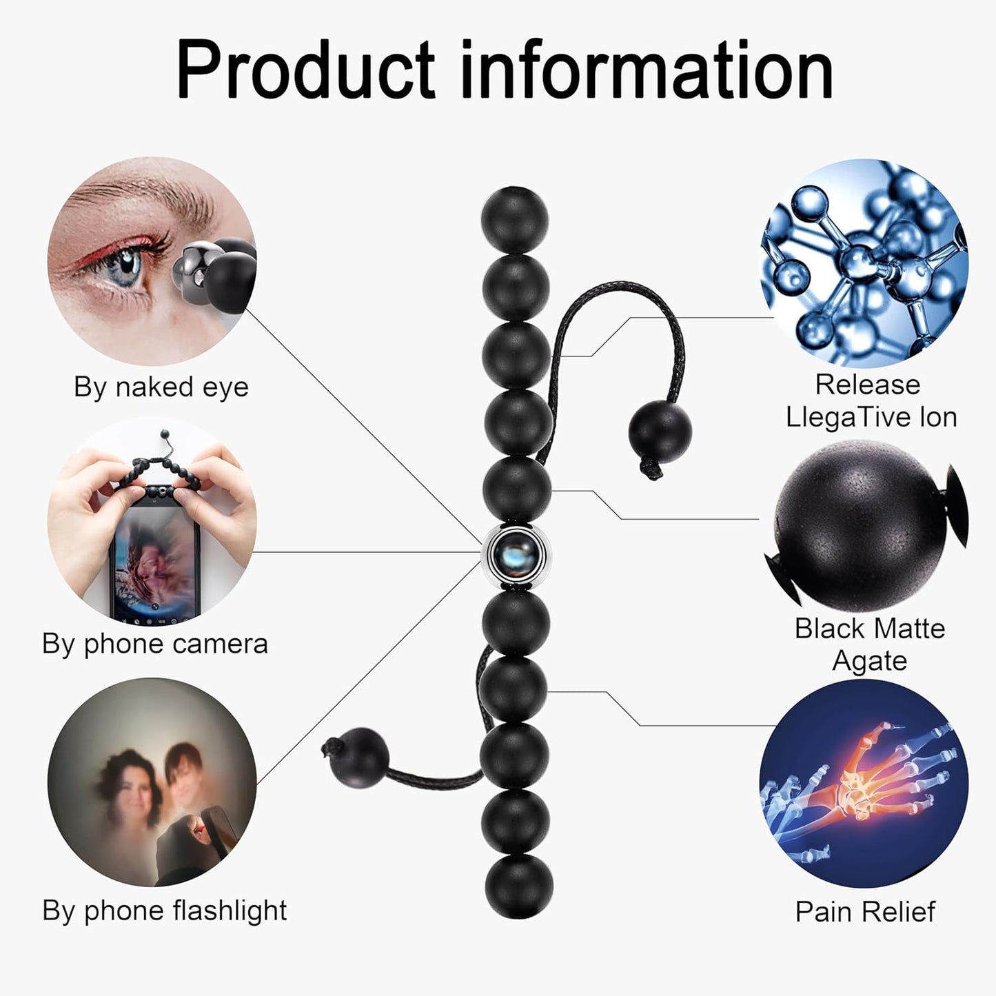 EMIRISTIC Custom Photo Bracelet - Personalized Picture Natural Stone Cuban Chain Bracelet - Any Special Day Gifts