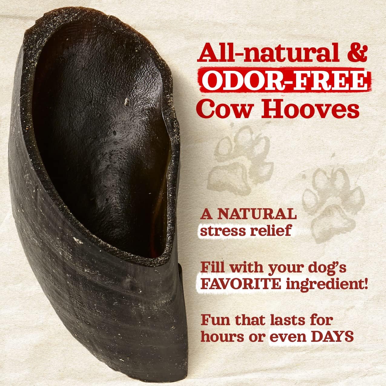 Natural Farm Cow Hooves (6 Pack), Odor-Free, All Natural Sourced from Farm-Raised Beef Hoof Dog Treats, Great Alternative to Bully Sticks or Rawhide, Dental Chew for Small, Medium, Large Breeds