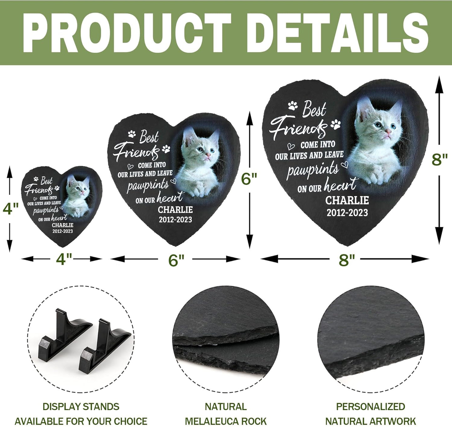 ODB Gifts for Loss of Cat, Cat Memorial Stone, Cat Memorial Gifts, Cat Loss Gifts, Cat Head Stones, Cemetery Decorations for Grave, Cat Grave Marker, Gifts for Cat Lovers (Cat)