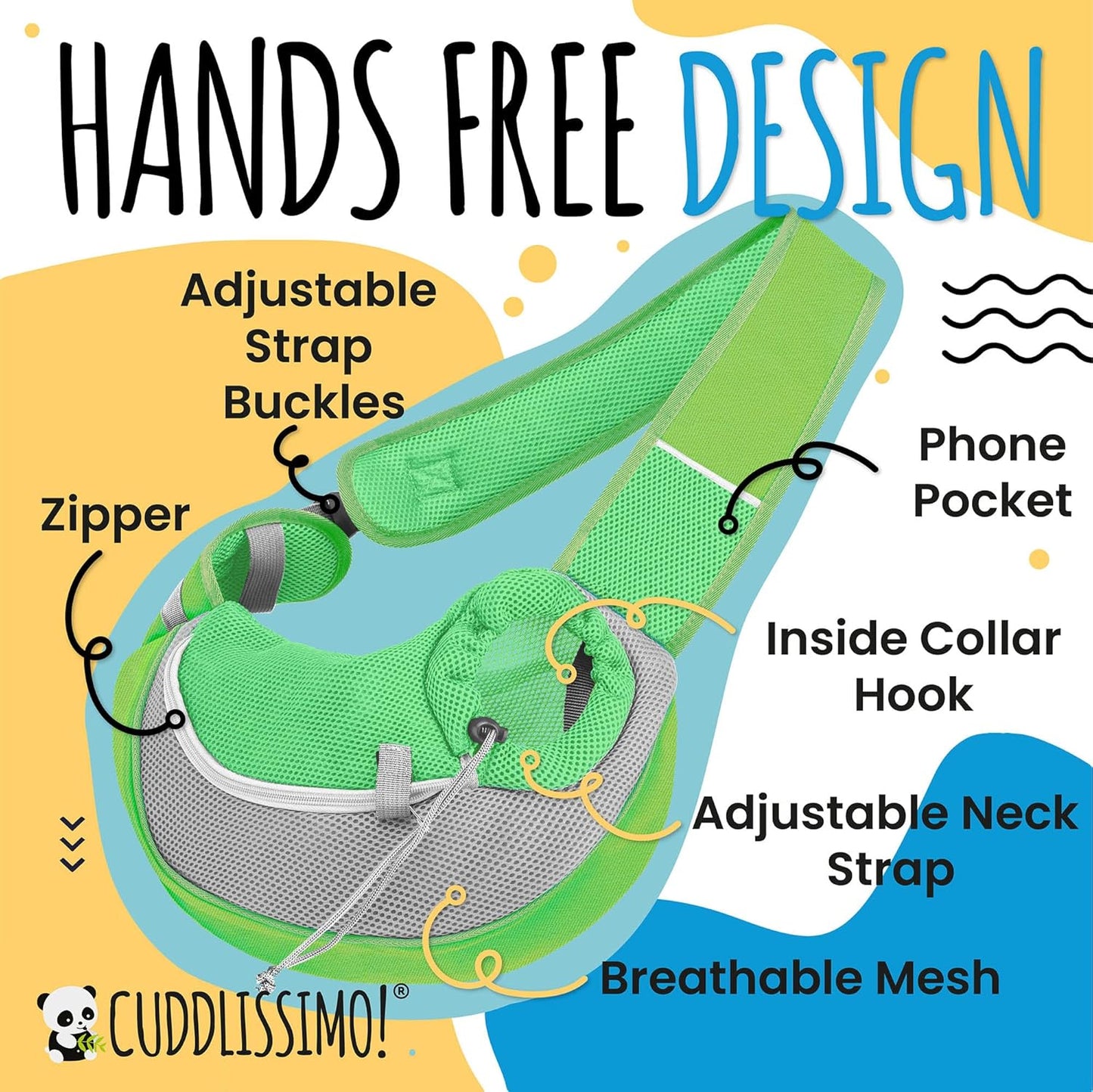 Pet Sling Carrier - Small Dog Puppy Cat Carrying Bag Purse Pouch - for Pooch Doggy Doggie Yorkie Chihuahua Baby Papoose Bjorn - Hiking Travel Front Chest Body Holder Pack to Wear (Green)