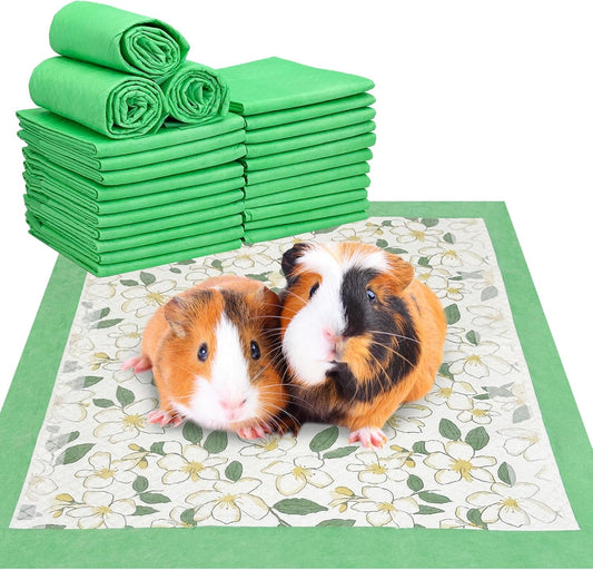 Fhiny 100 PCS Disposable Guinea Pig Cage Liner, 13'' x 18'' Super Absorbent Rabbit Pee Pads Odor Control Small Pet Cage Bedding Accessories for Rabbit Bunny Ferret Cat Puppy and Other Small Animals