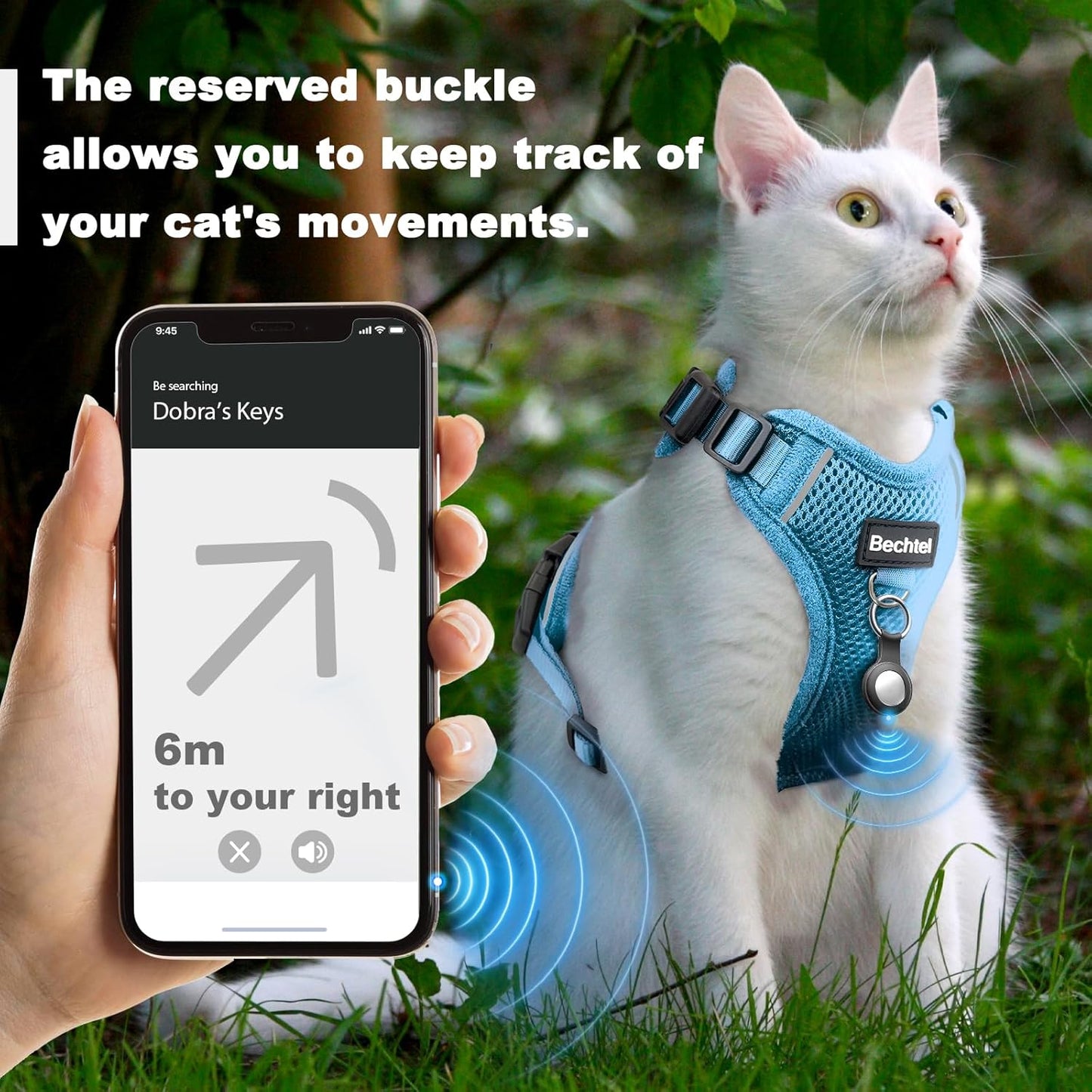 Cat Harness and Leash for Walking, The Upgrade Can be Adjusted in Four Directions and Breathable Cat Harness for Anti Escape That can be Fitted and Positioned, Reflective Strips Harness, Blue, XS