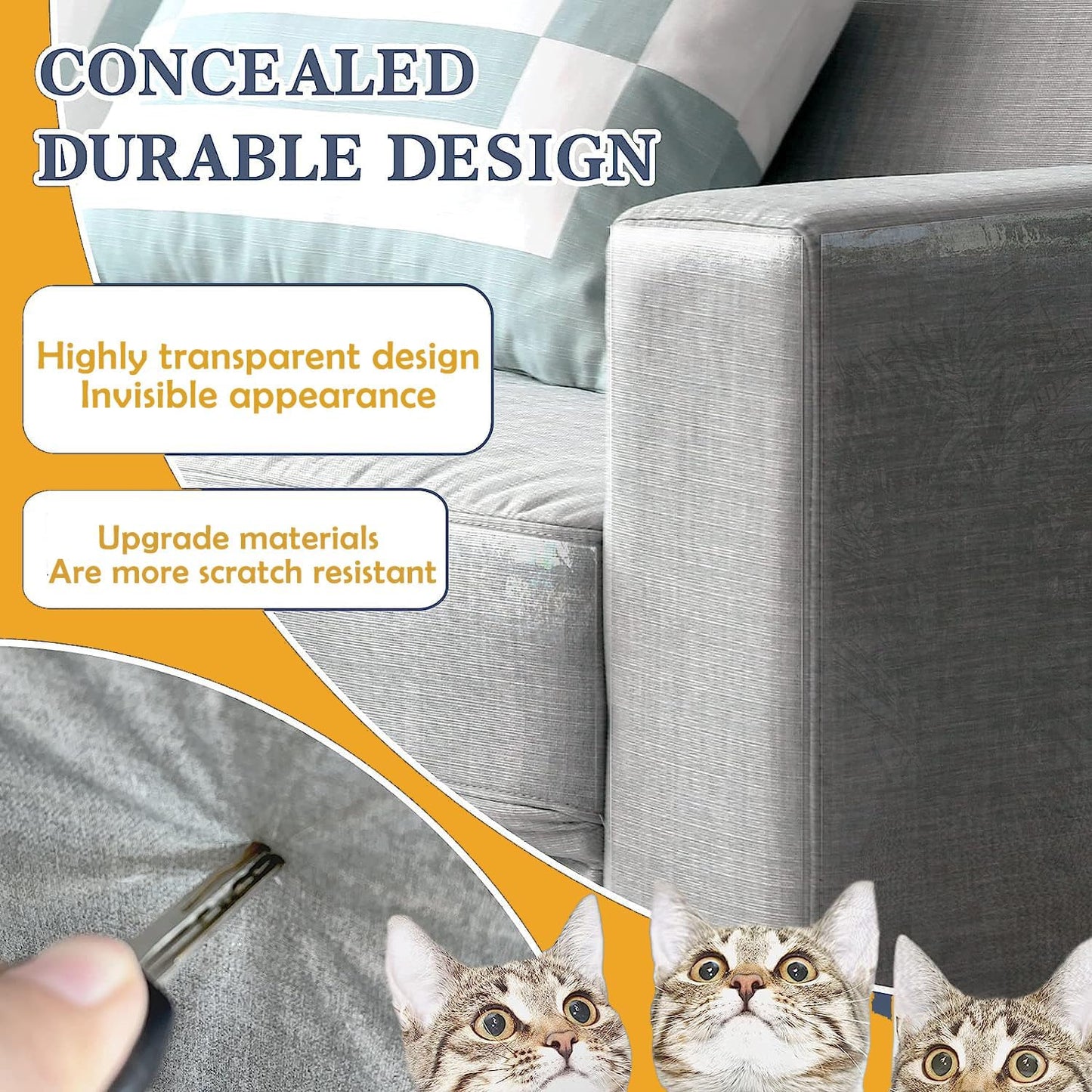 Cat Scratch Furniture Protector 12 Pack Cat Anti-Scratch Deterrent Tapes, Premium Couch Protector with Strong Stickiness