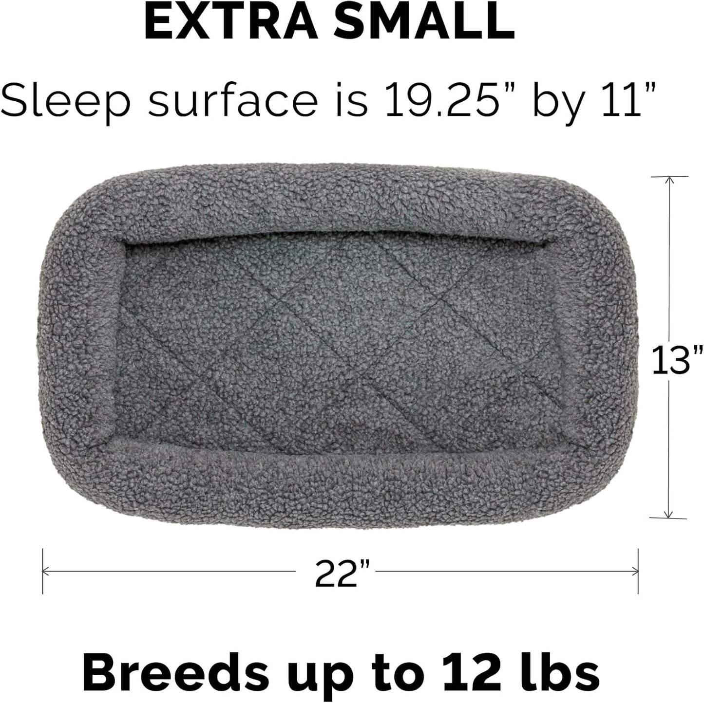 Furhaven Dog Bed for Extra Small Dogs & Indoor Cats, 100% Washable, Sized to Fit Crates - Sherpa Fleece Bolster Crate Pad - Gray, Extra Small