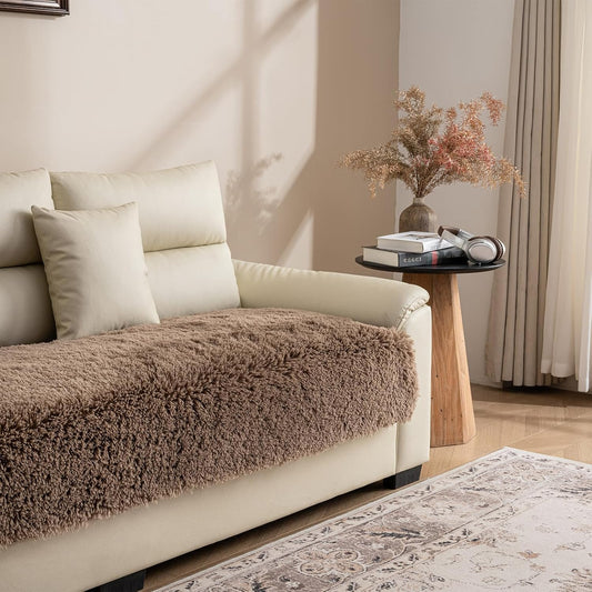 Dogs/Cats Bed Mats, Dog Pad Washable Removable Couch Cover with Anti-Slip Back, Plush Long Fur Mat, Perfect for Small, Medium and Large Dogs.(Brown, 30"x70")