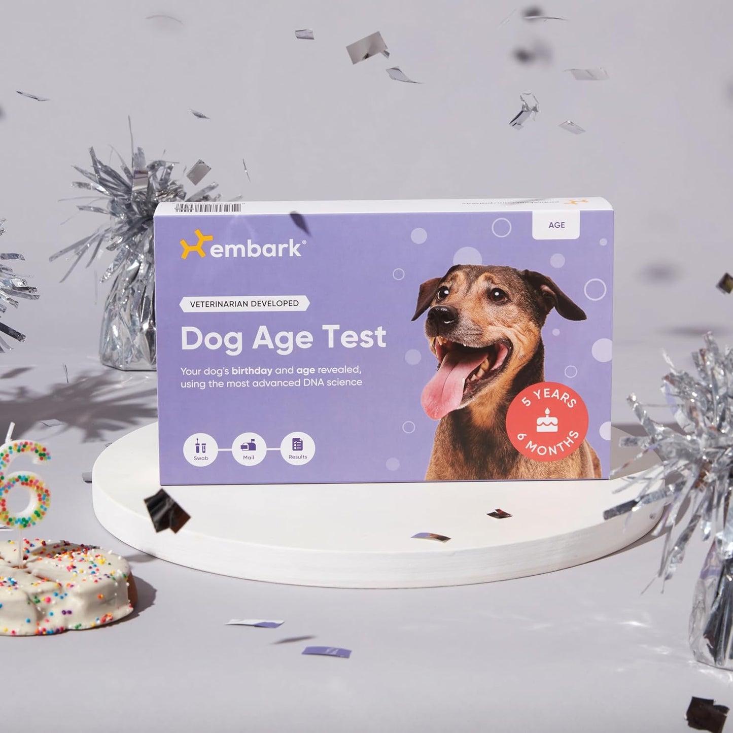 Embark Dog Age Test Kit - Estimates Age and Birthday - DNA Methylation - Best for Dogs Past Puppy Stage - Includes Life Stage Care Tips - Great for Rescue Dogs