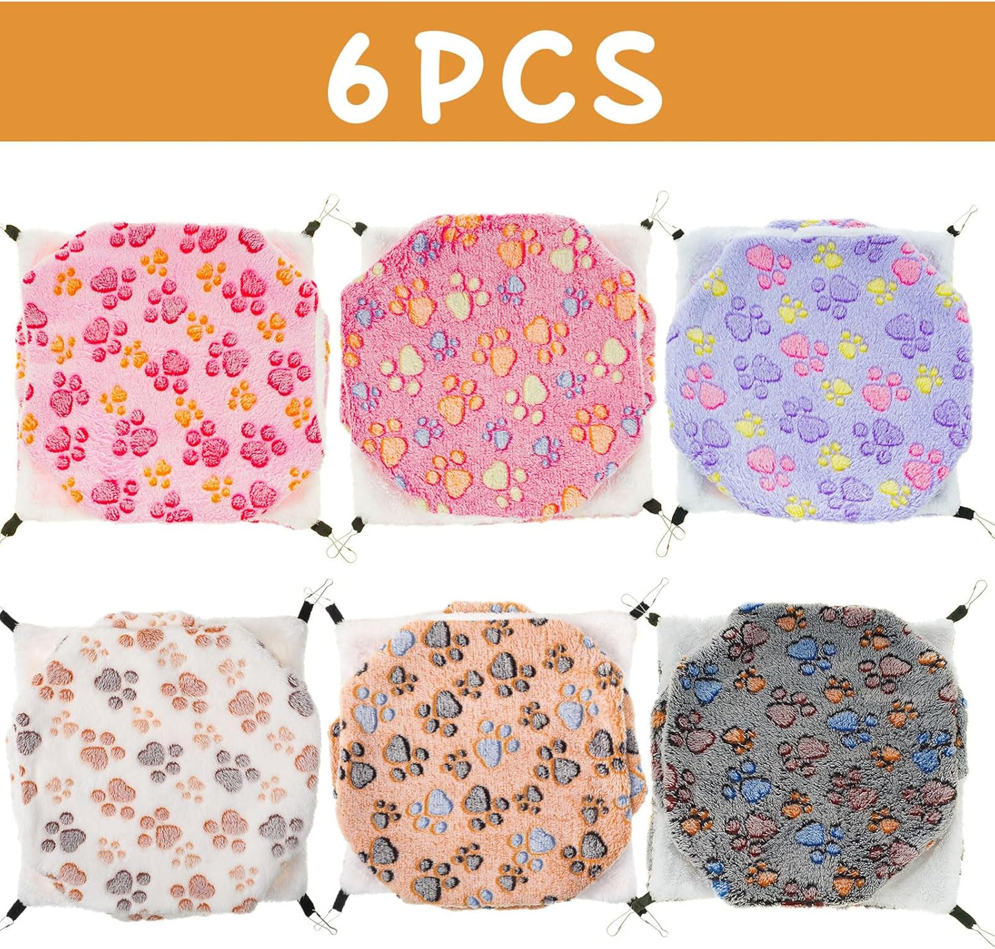 Sadnyy 6 Pieces Guinea Pig Rat Hammock Three Layer Ferret Bed Small Animal Hanging Pet Cage Hammock for Chinchilla Rat Sugar Glider Squirrel Reptiles (Classic Pattern)