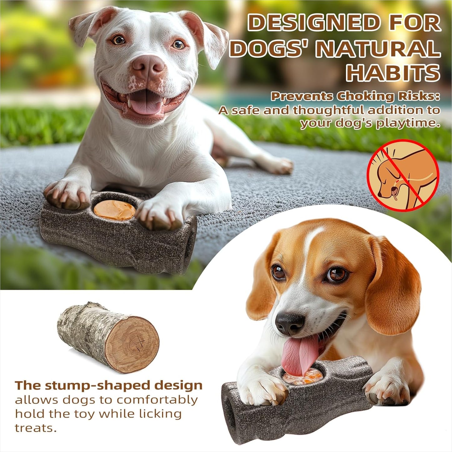 Interactive Dog Chew Toy for Aggressive Chewers – Durable Treat Dispensing Stump Toy for Large Dogs and Puppies, Refillable & Dishwasher Safe with Snack Mold Tray, Safe Nylon, BPA-Free, Easy to Clean