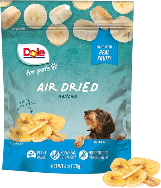Dole for Pets Air Dried Banana Dog Treats, 6oz |Made with Real Banana, Single Ingredient, Limited Ingredient Dog Treats, No Wheat, Corn, Soy, Artificial Flavors, Colors, or Preservatives