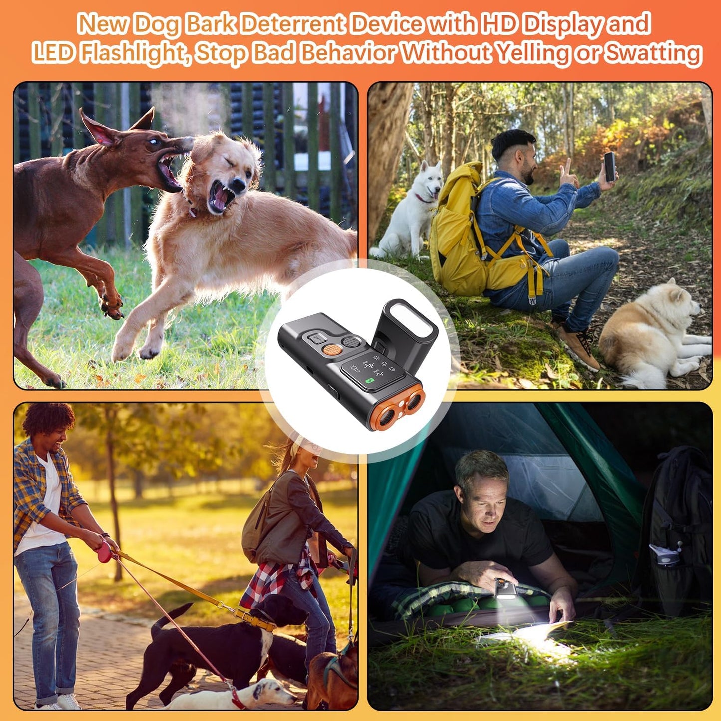 BarkGuard Pro 2025, Anti Barking Device for Dogs, Dog Bark Deterrent Device with LED Flashlight and HD Display, Double Head High Power Dog Behavior Correction Device, Stops Barking in Seconds
