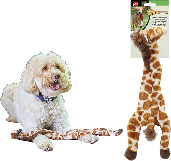 SPOT Skinneeez Giraffe 20 Inch Stuffing-Free Plush Squeaky Dog Toy – Long Interactive Chew Toy for Medium and Large Dogs – Mess-Free Play for Light & Moderate Chewers
