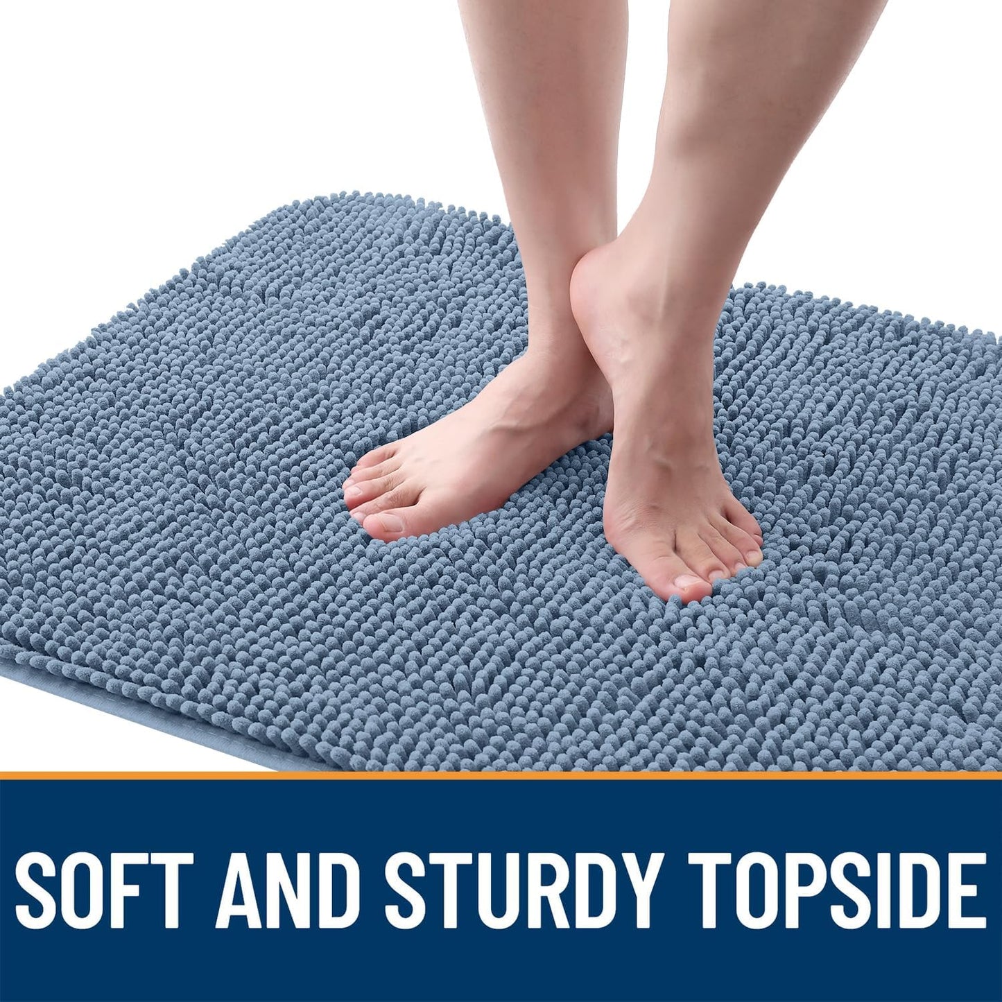 OLANLY Dog Door Mat for Muddy Paws 70x32, Absorbs Moisture and Dirt, Absorbent Non-Slip Washable Doormat, Quick Dry Chenille Mud Mat for Dogs, Entry Indoor Entryway Carpet for Inside Floor, Airy Blue