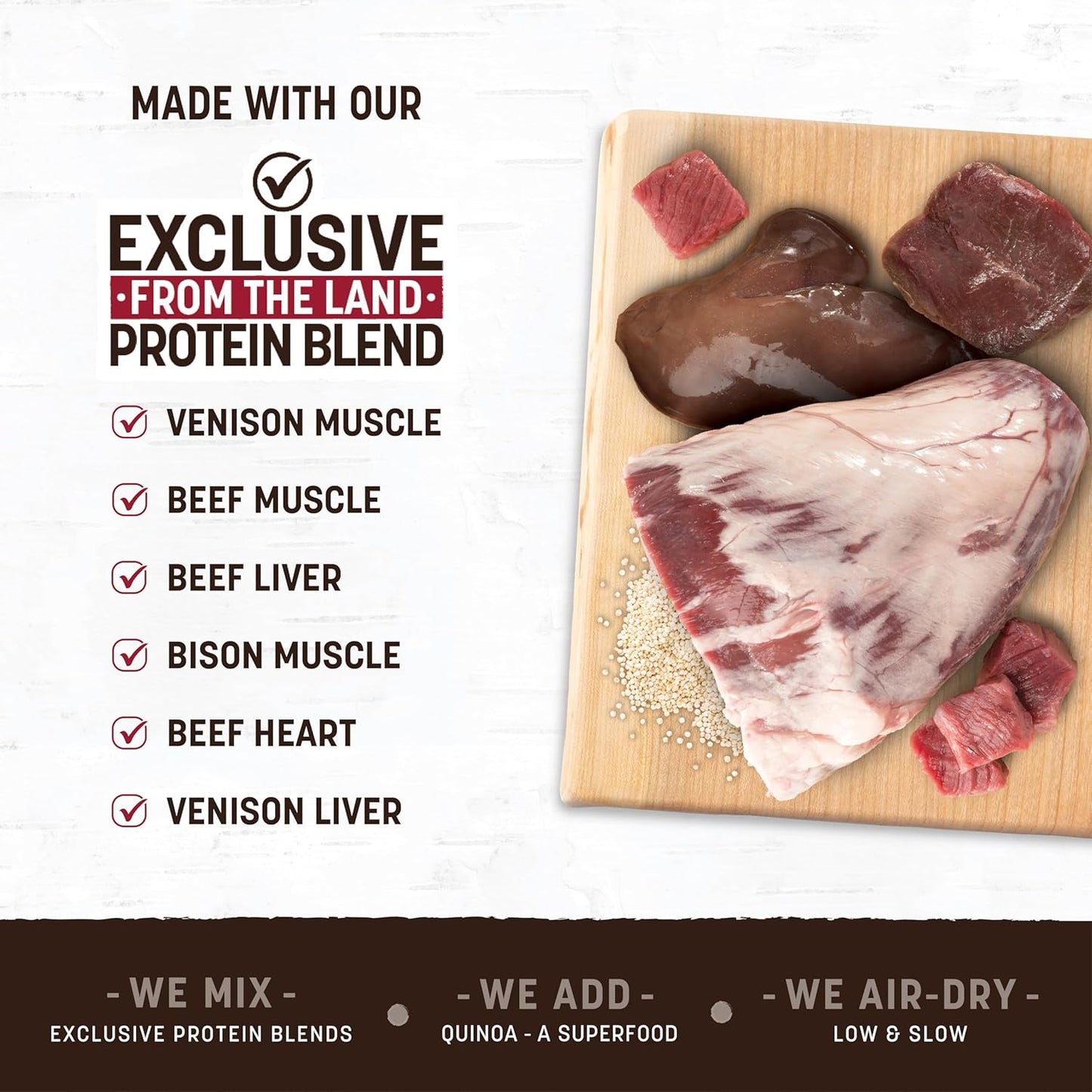 Earth Animal Wisdom Air-Dried Jerky from The Land Recipe | Dog Treats | Dog Snacks | Premium Natural Red Meat Jerky Strips | 4 oz | Made in The USA (Pack of 3)