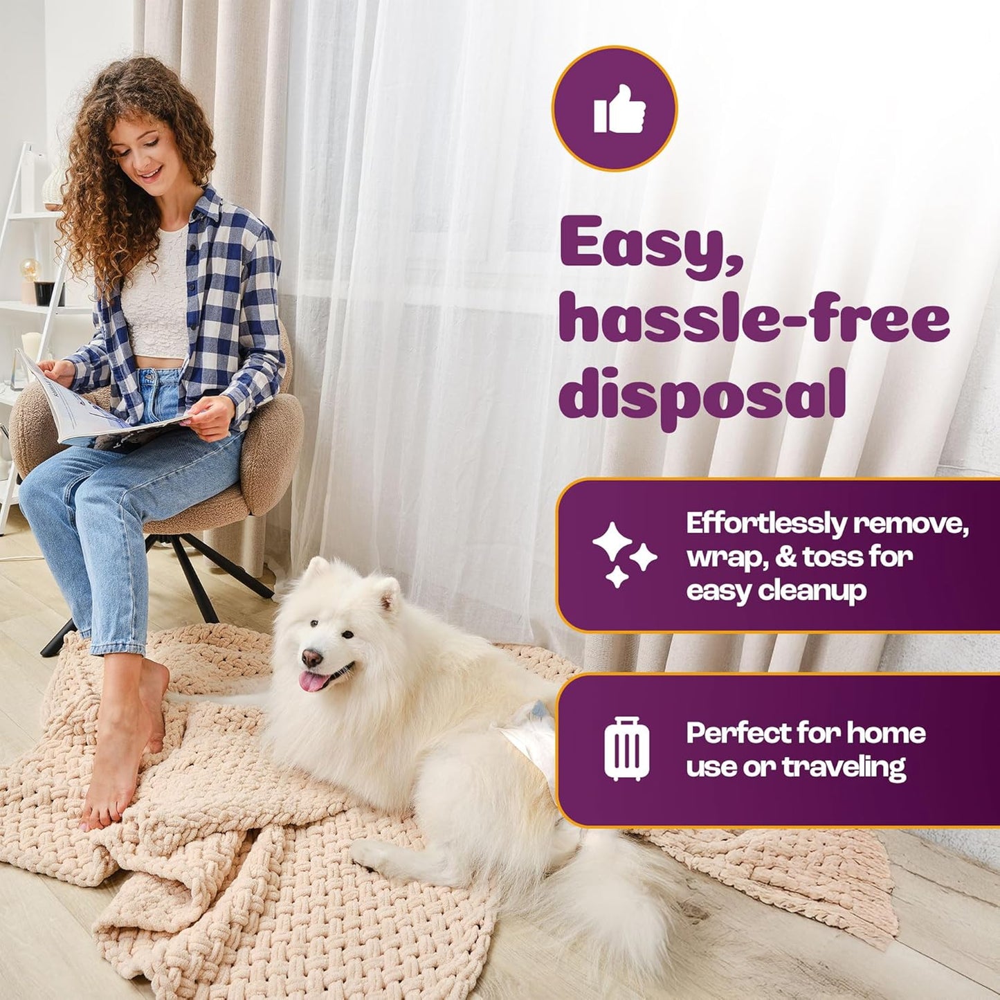 Inspire Pet Care Dog Diapers Female Dogs | Bulk Value Doggie Incontinence, Accidents, for Heat, Pee or Period and Housebreaking (Large (60 Count))