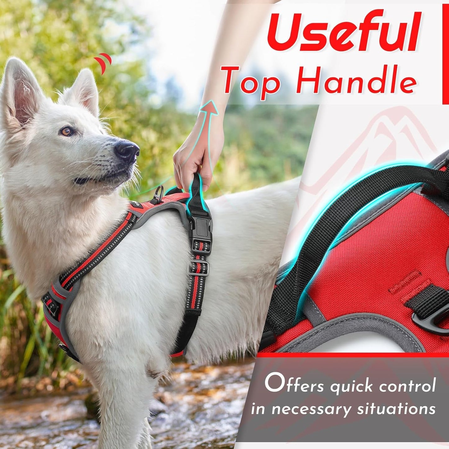 Eagloo Dog Harness for Small Dogs, No Pull Adjustable Service Vest with Control Handle，Red, S