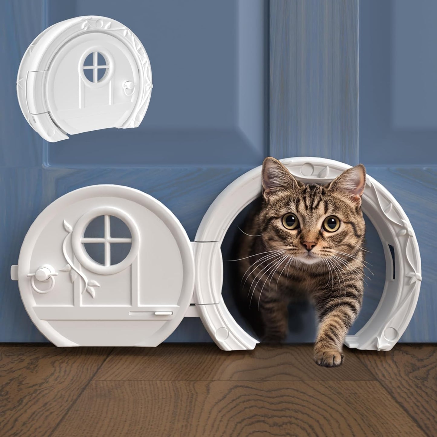 Gnome® Door Cat Door for Interior Doors - Stylish & Functional with No Flap, Lockable, and Easy Installation, Spacious Large Kitty Door for Cats Up to 20 lbs, Private and Comfortable Pet Door