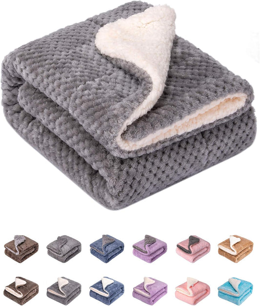 DW-Flint Gray Plush Fleece Receiving Blanket for Dog, Cat, Couch, Sofa, Travel and Outdoor, Camping (32" x 40")