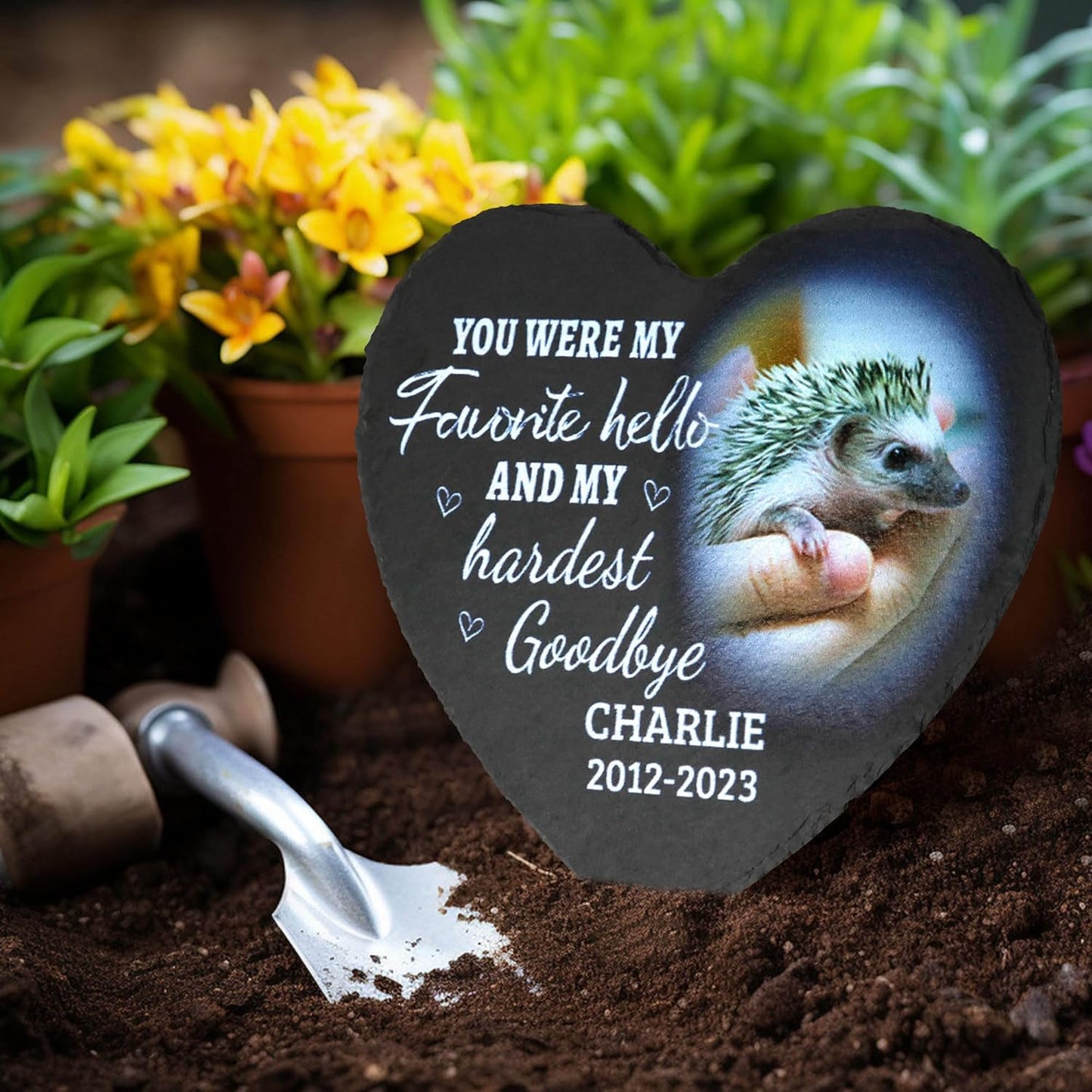 ODB Gifts for Loss of Hedgehog, Hedgehog Memorial Stone, Hedgehog Memorial Gifts, Hedgehog Loss Gifts, Hedgehog Head Stones, Hedgehog Grave Marker, Gifts for Hedgehog Lovers (Hedgehog)