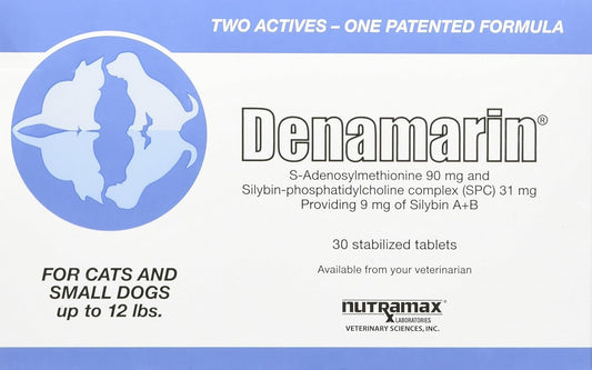 Nutramax Laboratories Denamarin Liver Health Supplement for Small Dogs and Cats - With S-Adenosylmethionine (SAMe) and Silybin, 30 Tablets