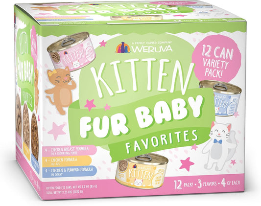 Weruva Kitten, Fur Baby Favorites Variety Pack, 3oz Can (Pack of 12)