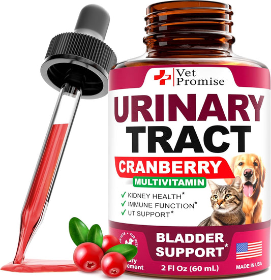 Cat & Dog UTI Treatment - Urinary Tract Infection Treatments with Cranberry - Dog & Cat UTI Medicine - Advanced Kidney & Bladder Support Multivitamin - Renal Health Supplement Vitamins - Made in USA