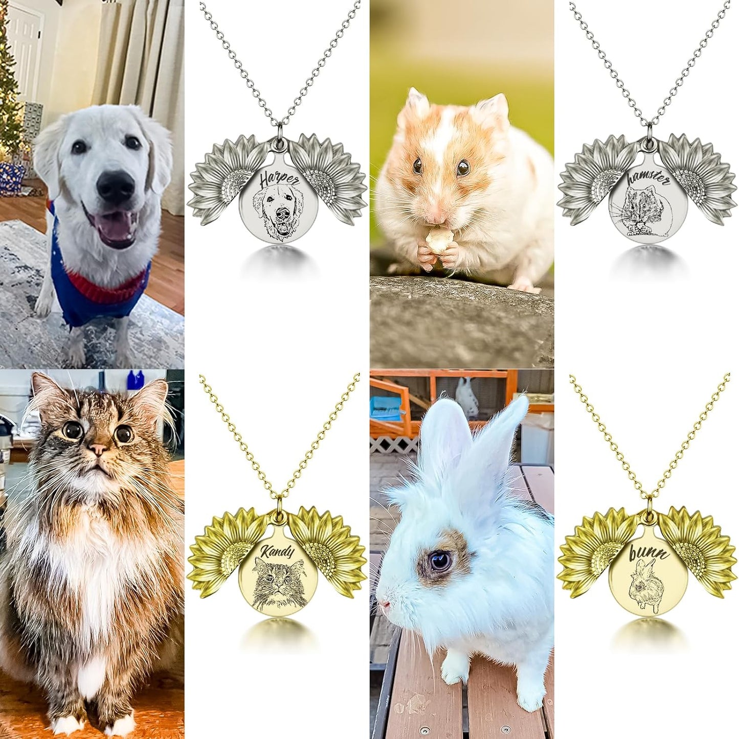 Personalized Pet Dog Portrait Necklace Memorial Gift, Engraved Custom Photo Cats Dogs Necklace for Women Mom Grandma Animal Lovers, Handmad Dog Pendant Jewelry Keepsake Sympathy Gifts