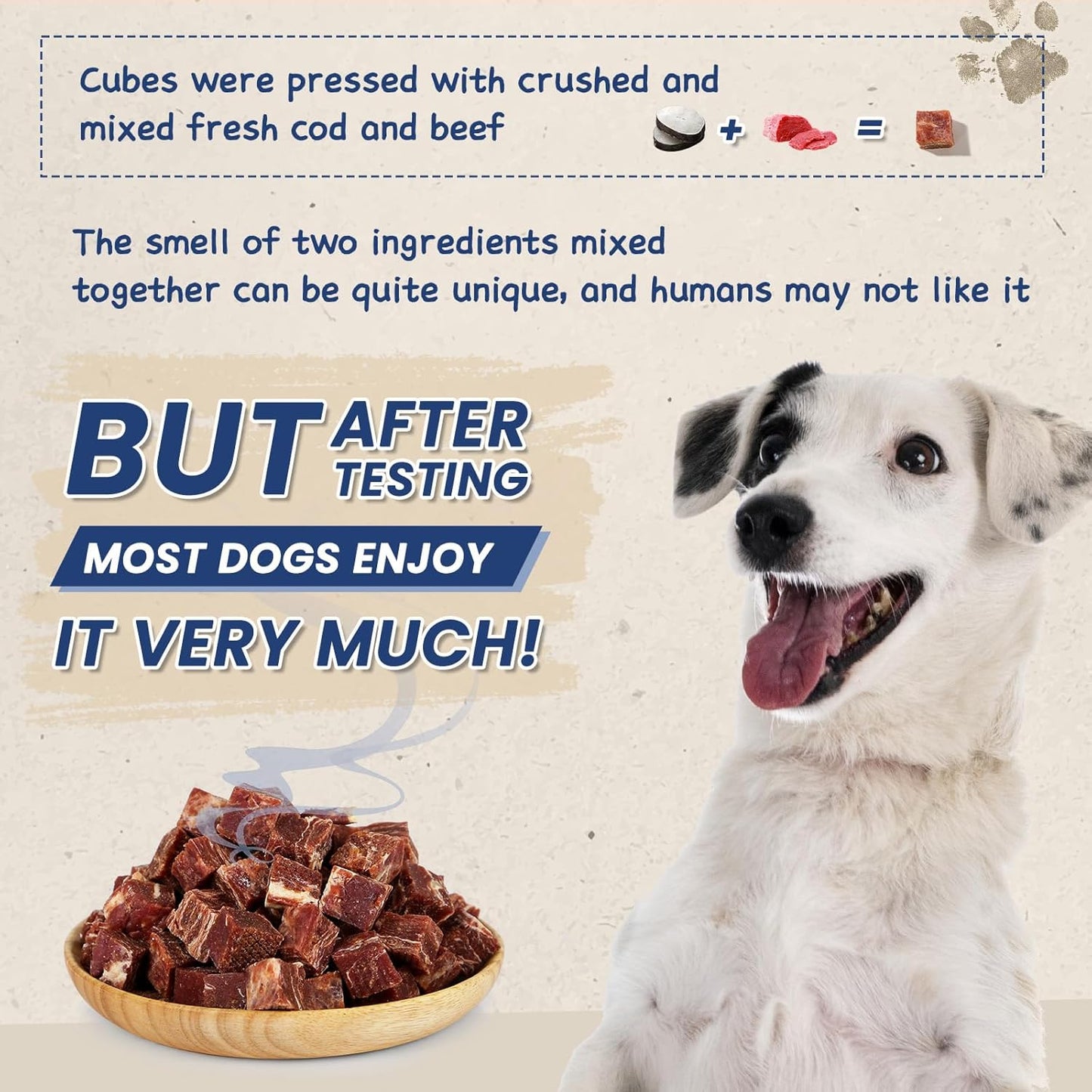 Dog Treats Training Rewards, Beef Cod Cubes, 1% Taurine Added, 12.5 oz, Rawhide Free, Grain Free, Low Fat Dog Training Rewards and Snacks, No Additives