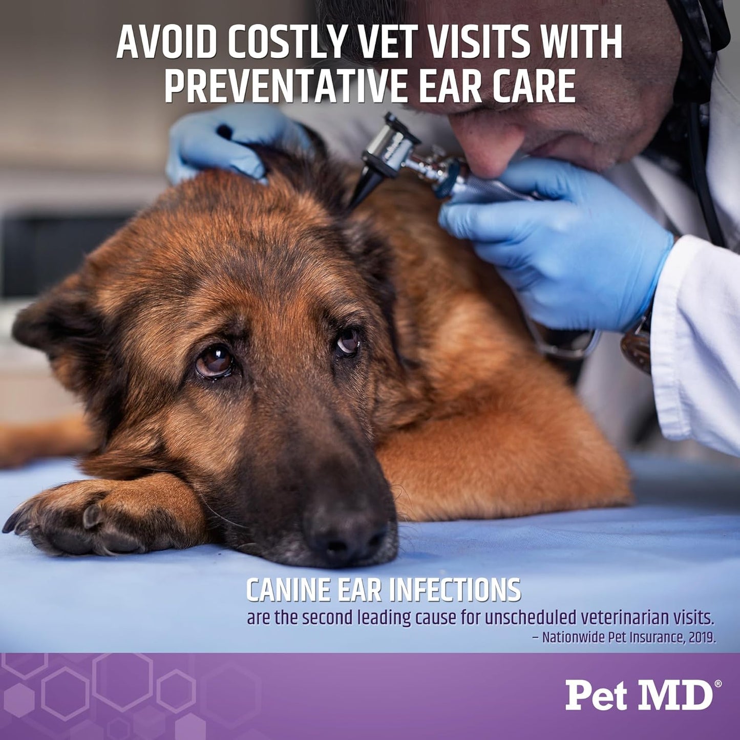 Pet MD Tris Ear Finger Wipes for Dogs & Cats - Multipurpose Cleansing Solution Cat Ear Wipes & Puppy Ear Cleaner - Pet Safe Cleaner to Clean and Remove Debris - 50ct