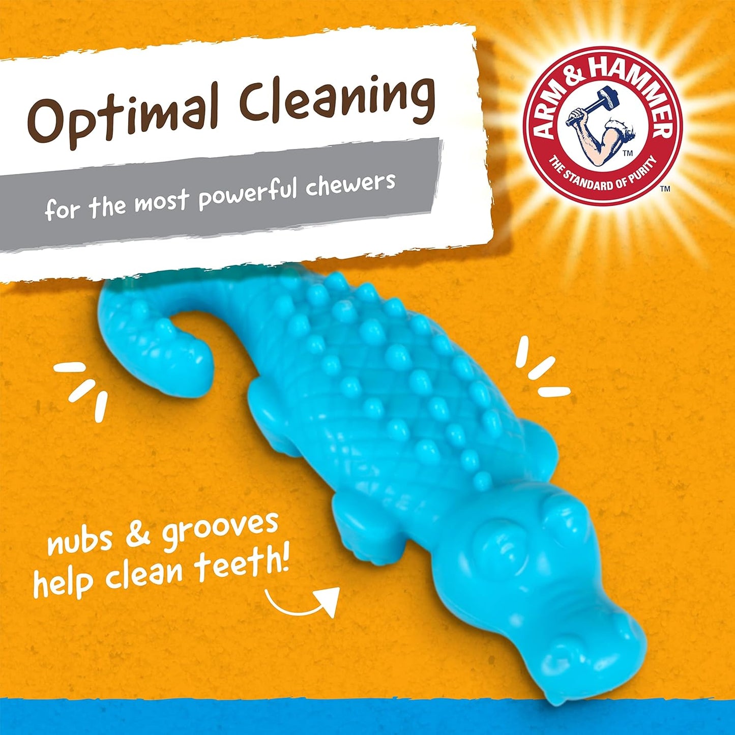 Arm & Hammer for Pets Nubbies Dental Toys Gator Dental Chew Toy for Dogs Best Dog Chew Toy for Moderate Chewers Reduces Plaque & Tartar Buildup Without Brushing, Gator (Pack of 1)