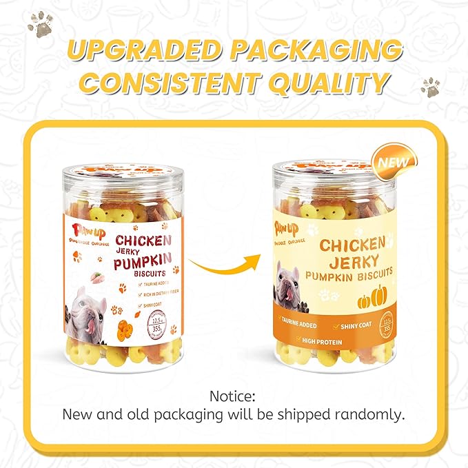 Dog Treats Chicken Wrapped Pumpkin Biscuits, Rawhide and Gluten Free, w/Taurine Low Fat Chewy Training Treats,12.5 oz