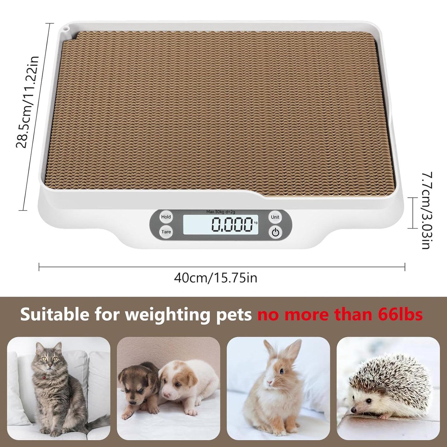 Digital Small Animals Scales for Weighing with Tape Measure, Puppy Whelping Scale Weigh Your Kitten, Rabbit with High Precision (Large Pet Scale)