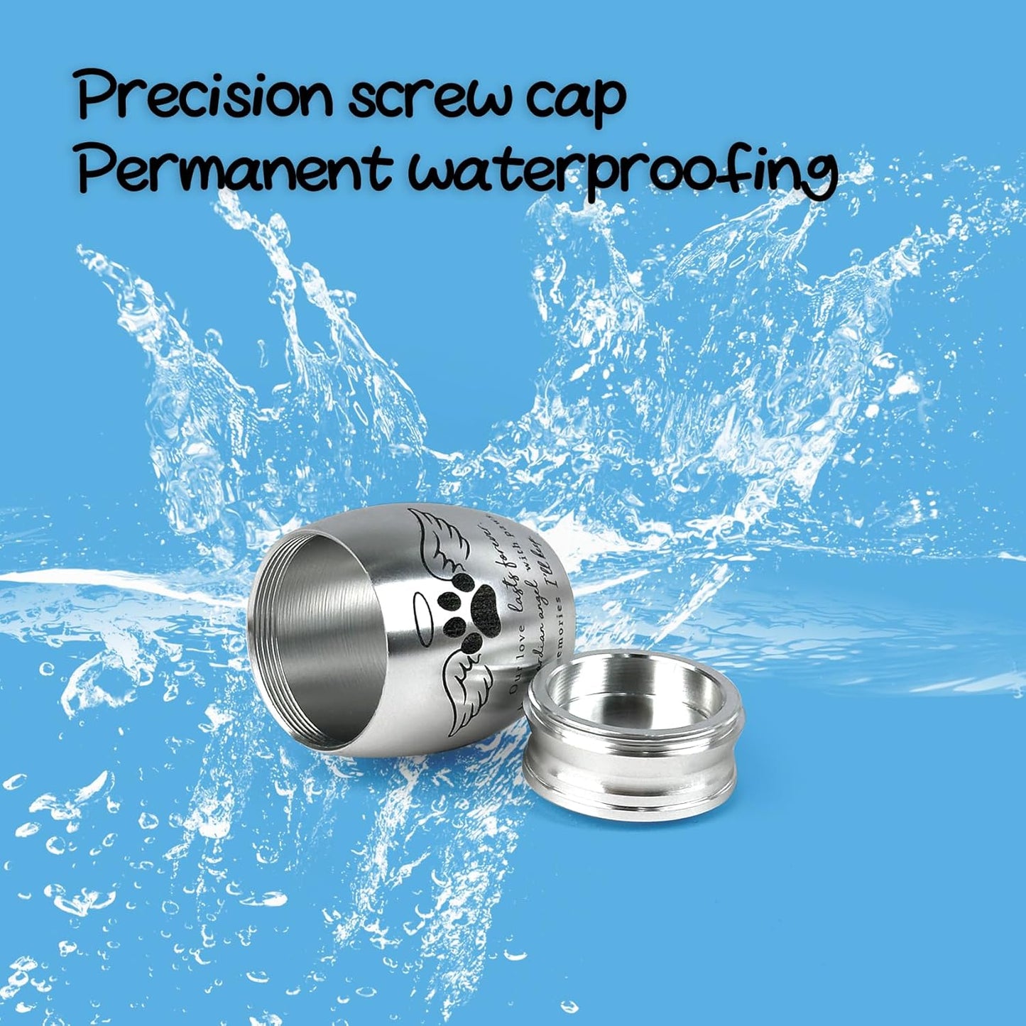 Small Pet Urn for Ashes – Mini Aluminum Alloy Keepsake Urn with Angel Wings & Paw Print – Memorial Urn for Dogs, Cats, or Small Pets – Guardian Angel with Paws Design