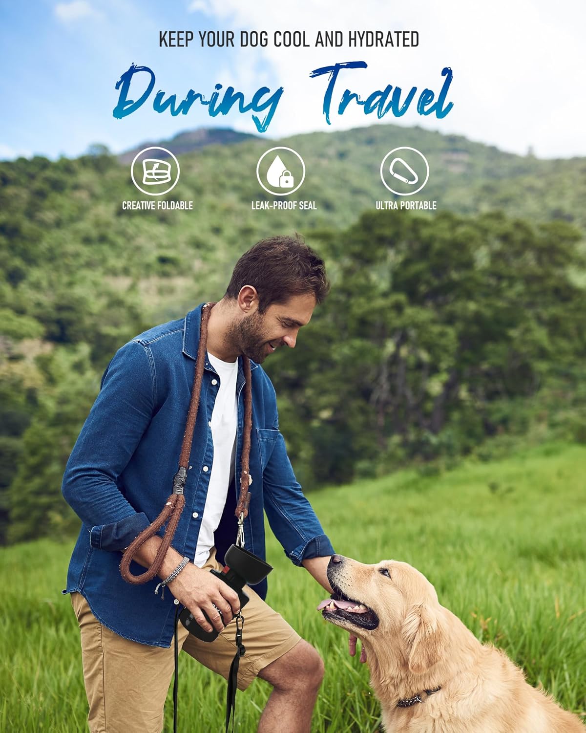 lesotc Dog Water Bottle, Portable Dog Water Dispenser, Leak Proof Dog Travel Water Bottle, Squeeze Pet Water Bottle for Walking On The Go, Dog Hiking Accessories for Outdoor, Hiking, Travel