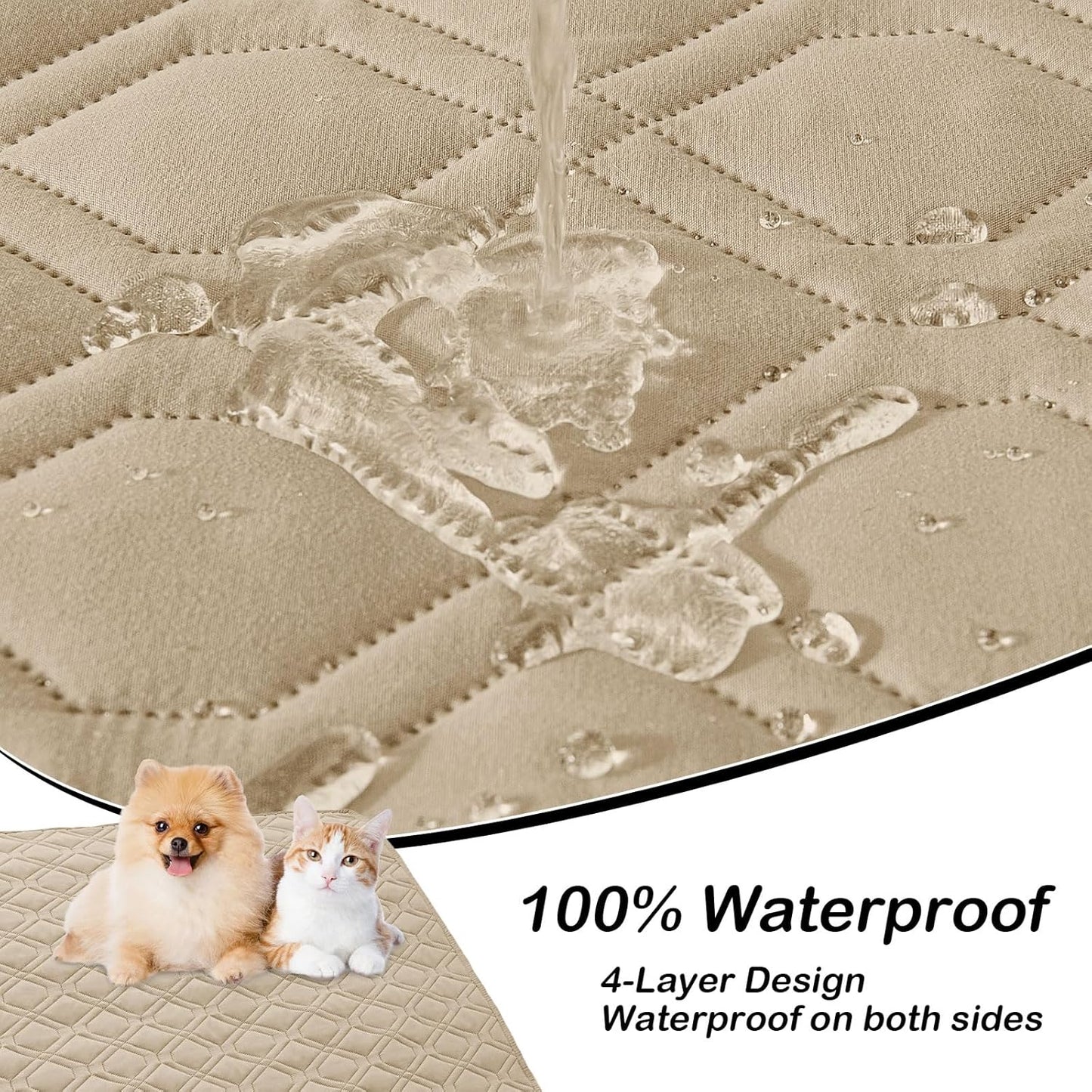 hyha Waterproof Dog Bed Blanket, Soft Pet Blankets, Waterproof Couch Cover for Dogs, Reversible Sofa Covers Washable for Furniture (52x82 Inch, Taupe/Beige)