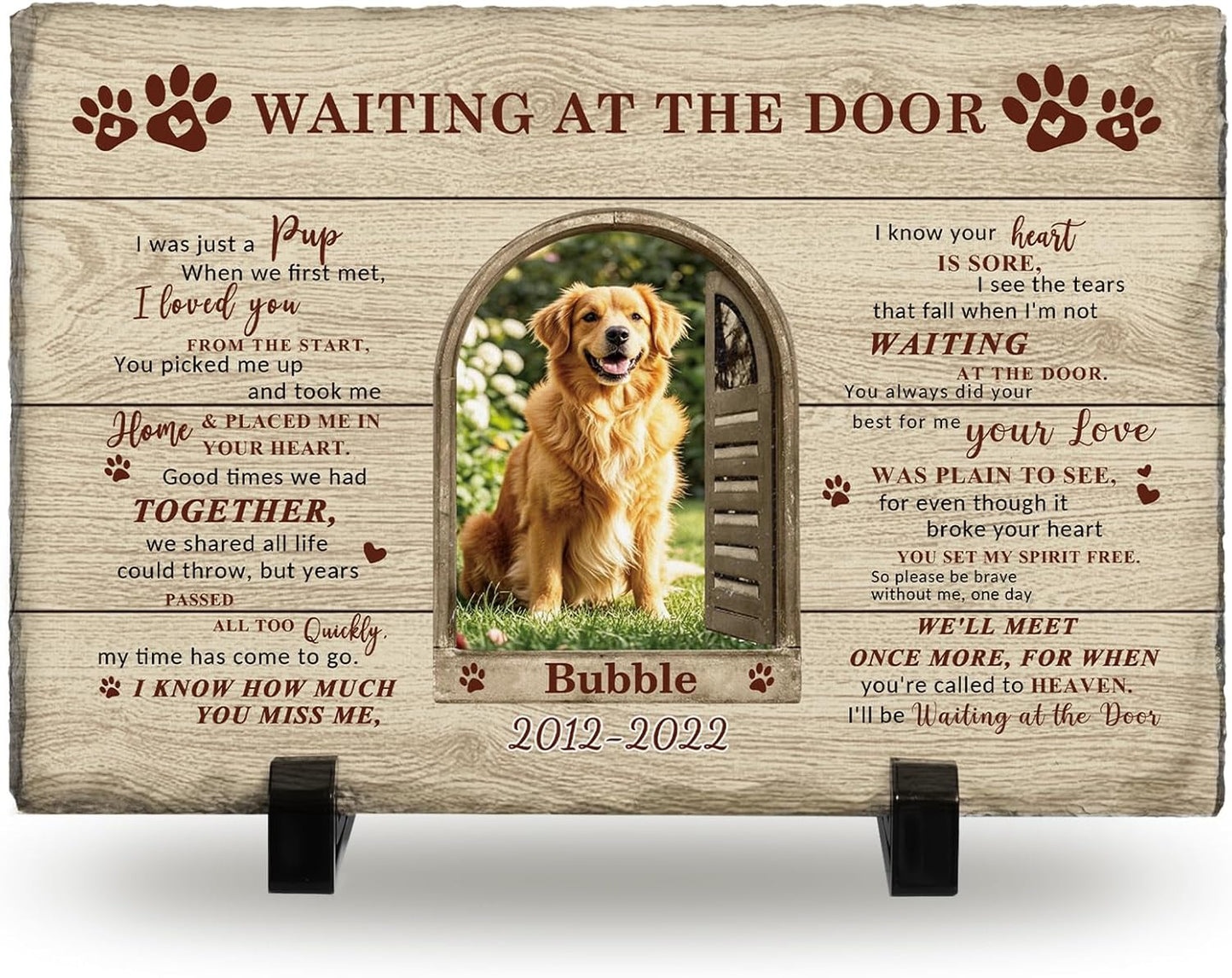 Bemaystar Dog Memorial Gifts for Loss of Dog-Personalized Pet Memorial Gifts for Dogs Cats, Custom Pet Memorial Stone Frame, Loss of Pet Sympathy Gift Dogs Bereavement Gifts 8.3x5.5