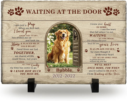 Bemaystar Dog Memorial Gifts for Loss of Dog-Personalized Pet Memorial Gifts for Dogs Cats, Custom Pet Memorial Stone Frame, Loss of Pet Sympathy Gift Dogs Bereavement Gifts 8.3x5.5