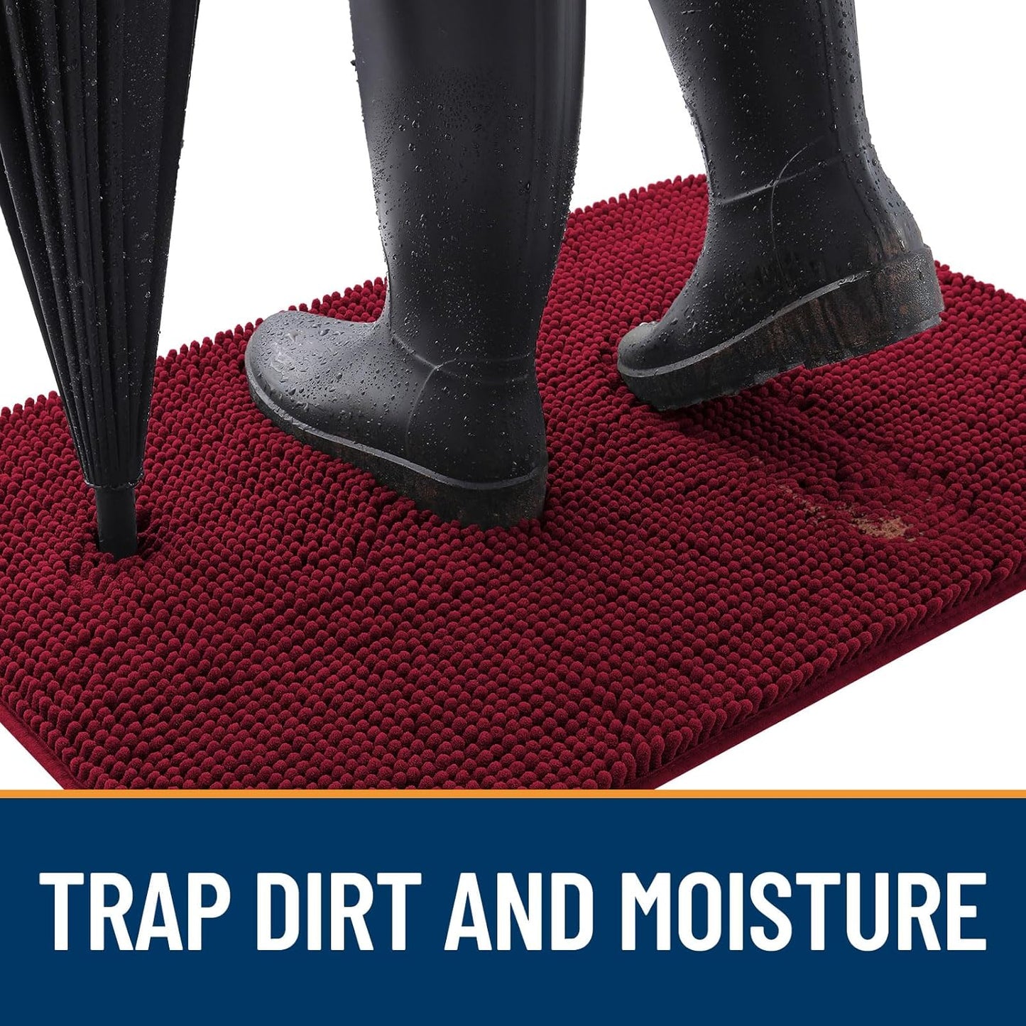 OLANLY Dog Door Mat for Muddy Paws 44x24, Absorbs Moisture and Dirt, Absorbent Non-Slip Washable Doormat, Quick Dry Chenille Mud Mat for Dogs, Entry Indoor Entryway Carpet for Inside Floor, Burgundy