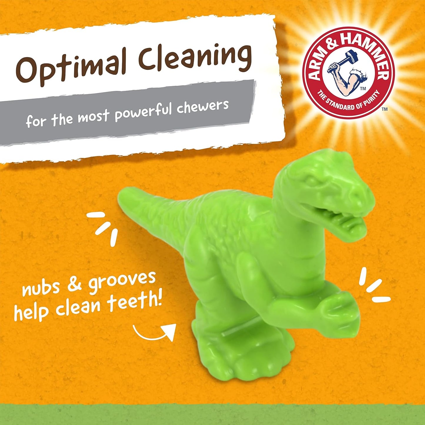 Arm & Hammer for Pets Nubbies Dental Toys T-Rex Dental Chew Toy for Dogs Best Dog Chew Toy for Moderate Chewers Reduces Plaque & Tartar Buildup Without Brushing, Mint Flavor (Pack of 24)