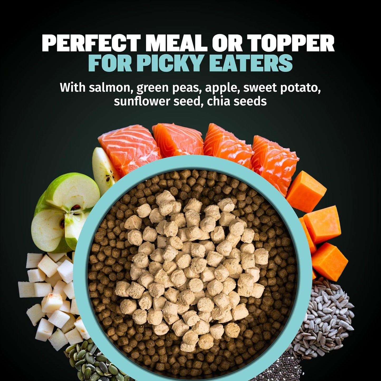 Bully Max Freeze-Dried Raw Dog Food Toppers for Puppies & Adult Dogs - Salmon with Real Fruits & Veggies - Meal Enhancers with Vitamins & Minerals - Feed as Puppy Treat or Dog Meal - 3 Pack