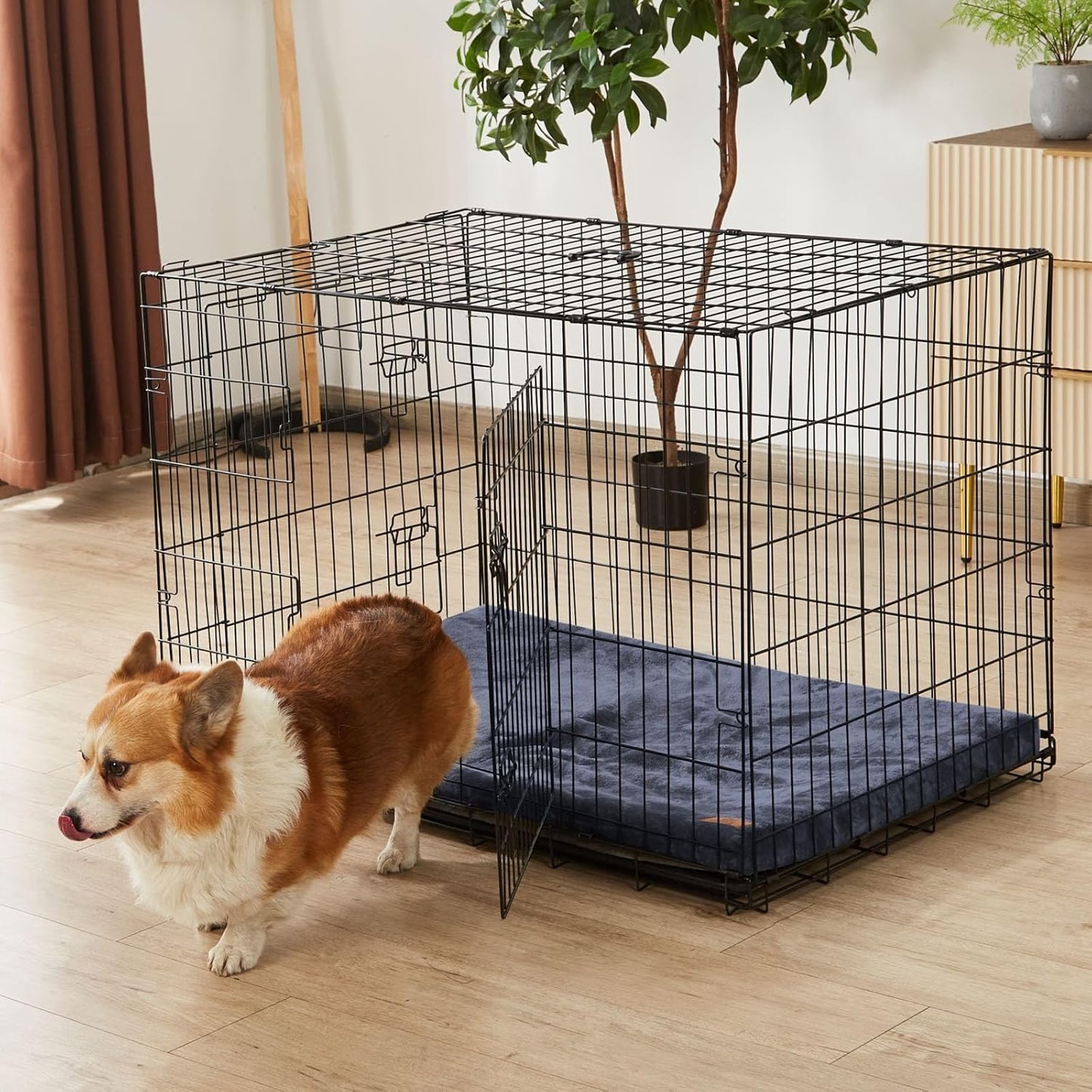 Dog Bed Medium Size Dogs - 30-inch Dog Crate Pad with Removable Washable Cover and Waterproof Lining - Memory Foam Kennel Mat - Reversible Pet Bed (Cool & Warm), Dark Grey